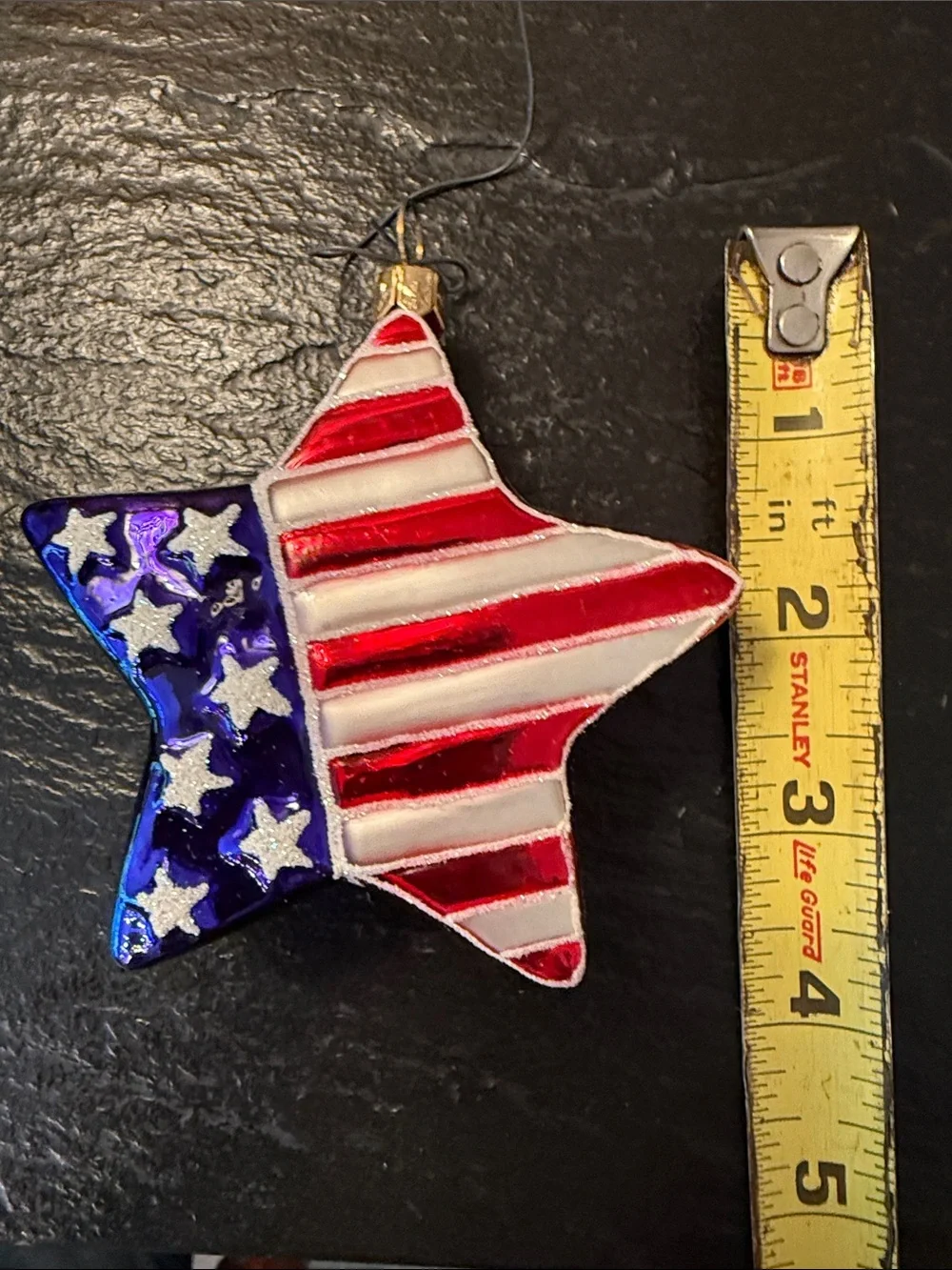 America’s 250th Blown Glass Star Ornament - Red White Blue